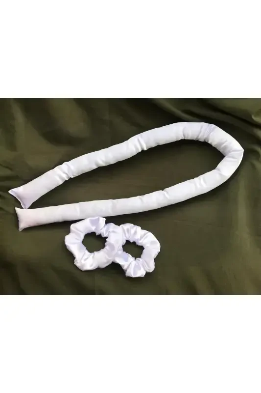 White Heatless Hair Styling Set Satin Hair Sausage Hair Curler Set Hair Styler-White - 2