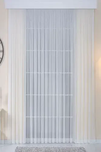 White High Quality Iron Free Plain Tulle Curtain Turner Pileless Shirring Tape-White - 1