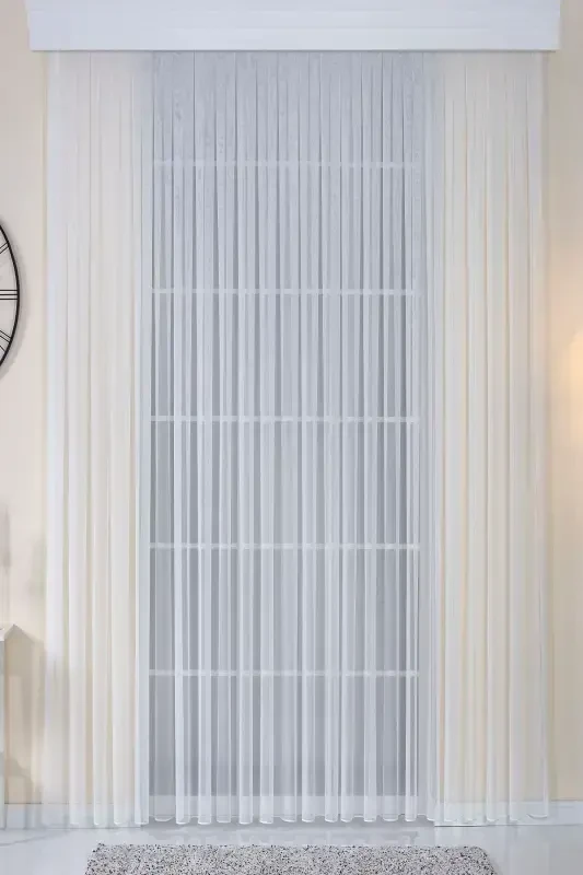 White High Quality Iron Free Plain Tulle Curtain Turner Pileless Shirring Tape-White - ELENOR