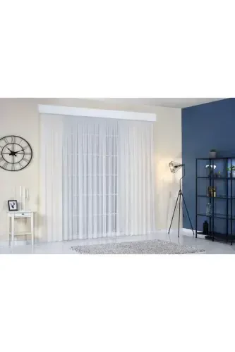 White High Quality Iron Free Plain Tulle Curtain Turner Pileless Shirring Tape-White - 4