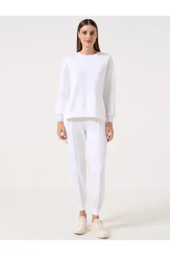 White High Waisted Tie-Dye Ribbed Jogger Pants - JIMMY KEY (1)