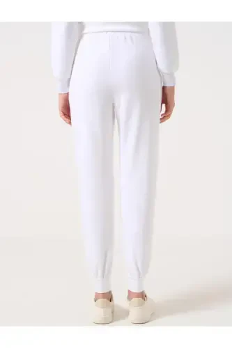 White High Waisted Tie-Dye Ribbed Jogger Pants - 5