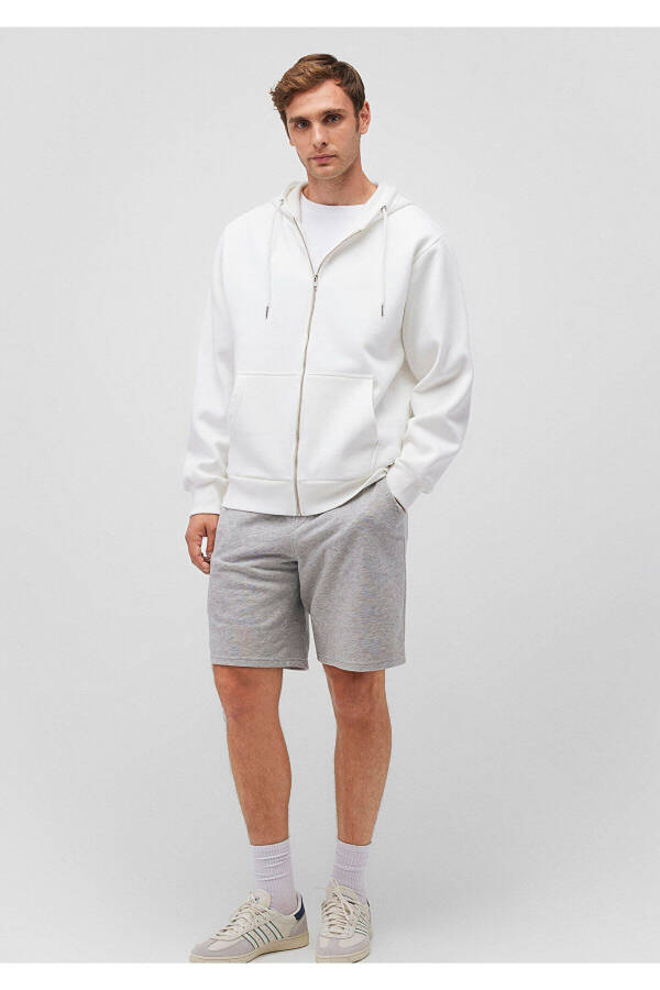 White, hooded, zippered basic sweatshirt. - 1