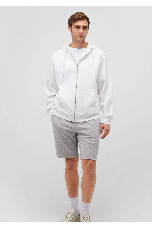 White, hooded, zippered basic sweatshirt. - 2