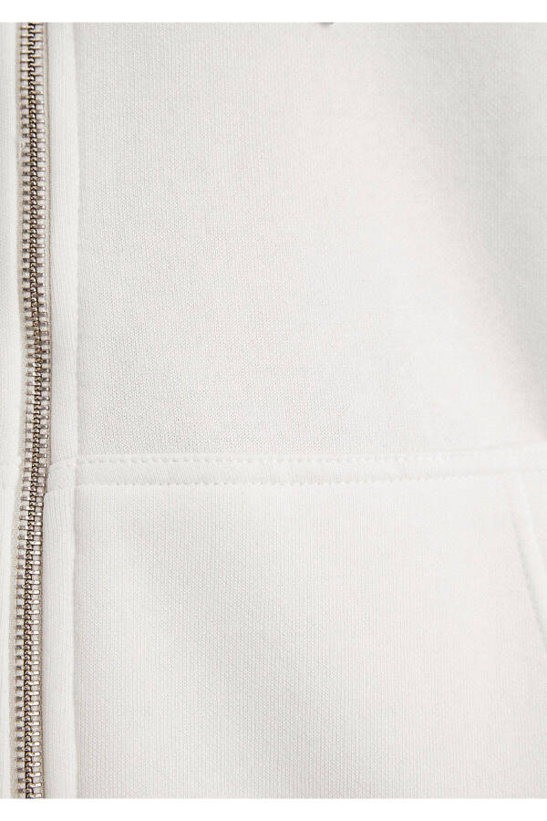 White, hooded, zippered basic sweatshirt. - 8