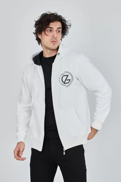 White hooded zippered men's jacket - 3