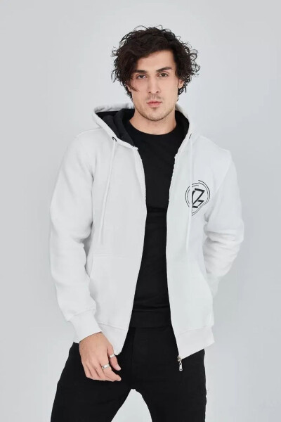 White hooded zippered men's jacket - 5