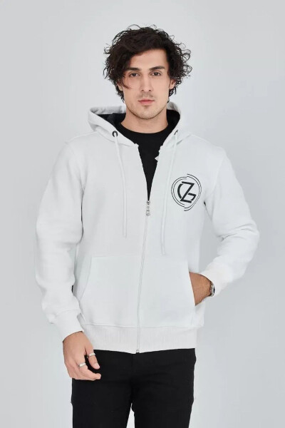 White hooded zippered men's jacket - 6