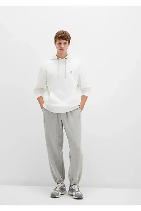 White Hoodie with Embroidered Logo 065809-34519 - 2