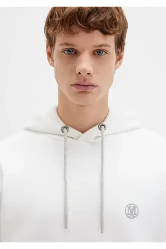 White Hoodie with Embroidered Logo 065809-34519 - 6