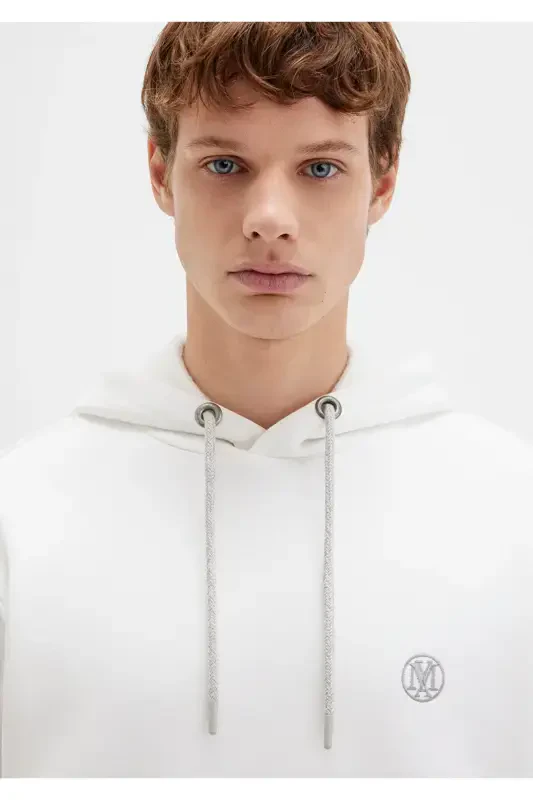 White Hoodie with Embroidered Logo 065809-34519 - 6