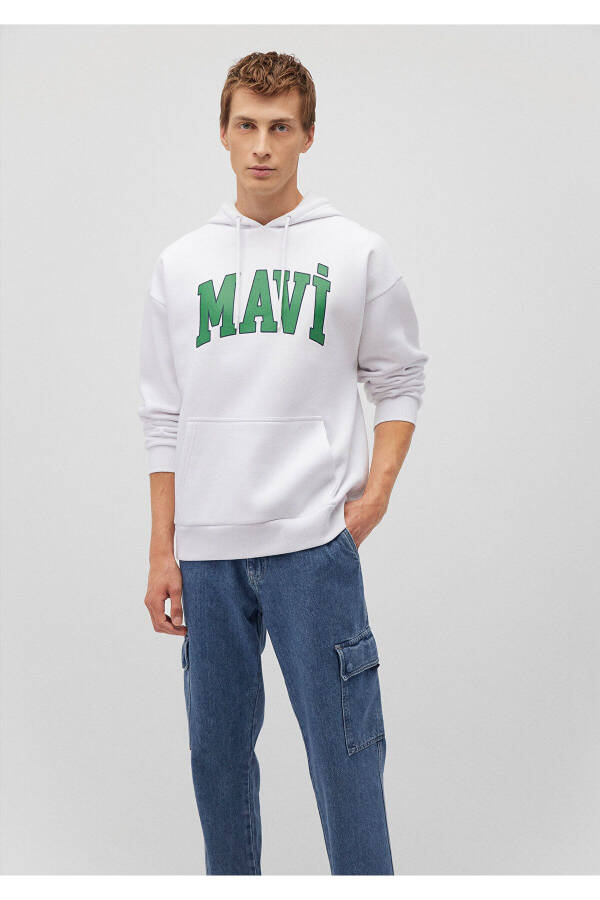 White Hoodie with Logo Print, 067149-620 - 1