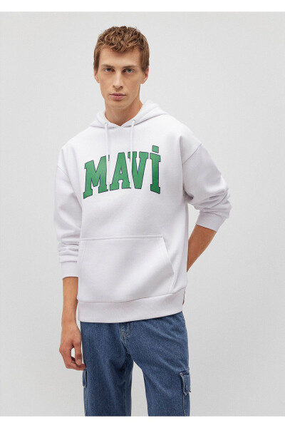 White Hoodie with Logo Print, 067149-620 - MAVI (1)