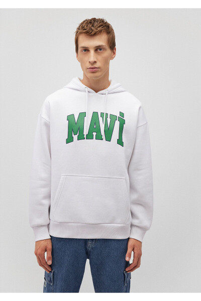 White Hoodie with Logo Print, 067149-620 - 3