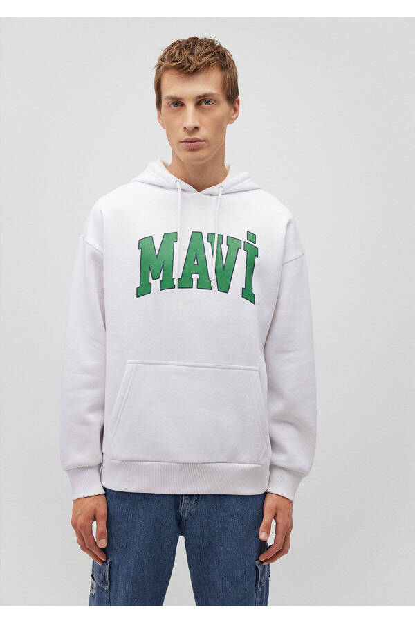 White Hoodie with Logo Print, 067149-620 - 3