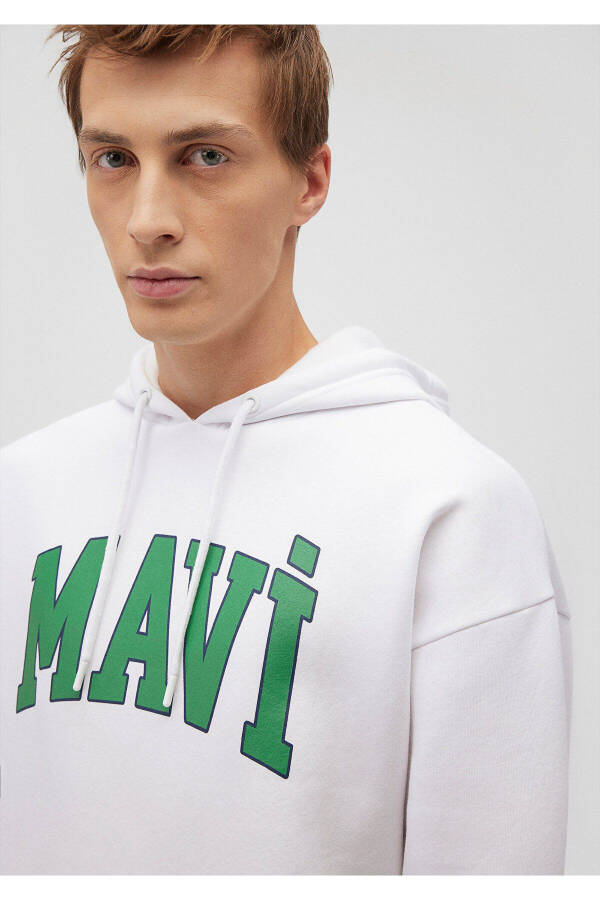 White Hoodie with Logo Print, 067149-620 - 5