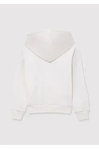 White Hoodie with Logo Print - 3