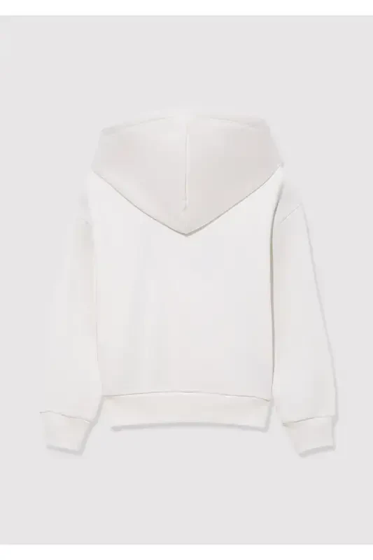 White Hoodie with Logo Print - 3