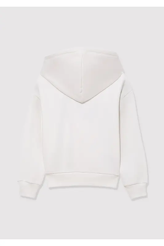 White Hoodie with Logo Print - 3