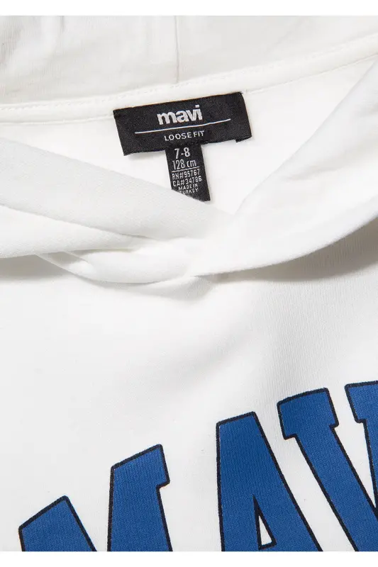 White Hoodie with Logo Print - 4