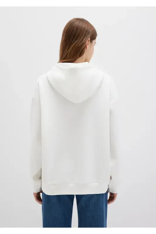 White Hoodie with Logo Print 1600361-81964 - 5