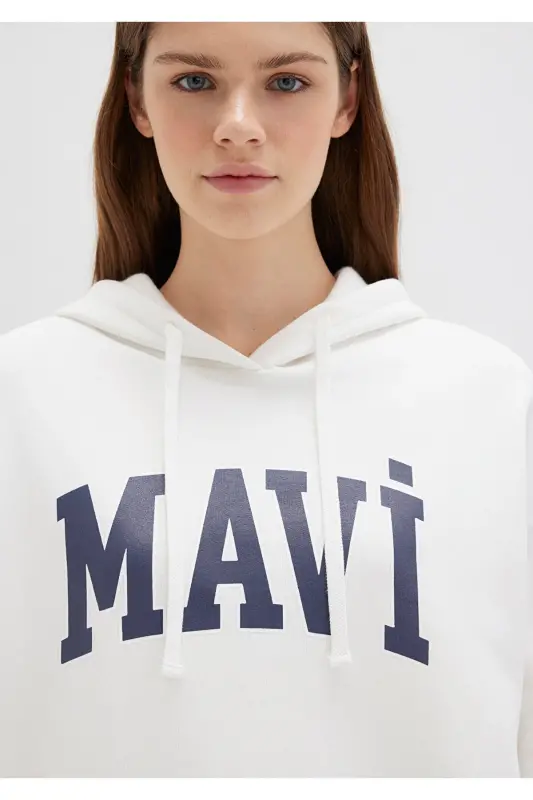 White Hoodie with Logo Print 1600361-81964 - 6