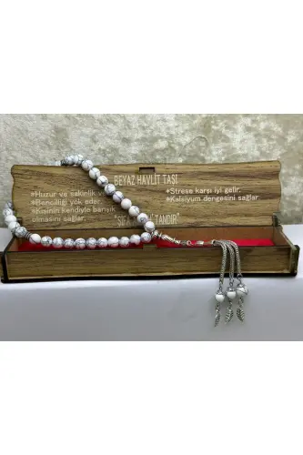 White Howlite Stone 33 Beads Rosary with Box-white 10 