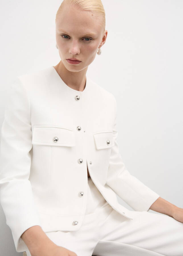 White jacket with buttoned pockets - 9