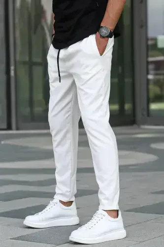 White Jogger Pants 4242-White - MADMEXT (1)