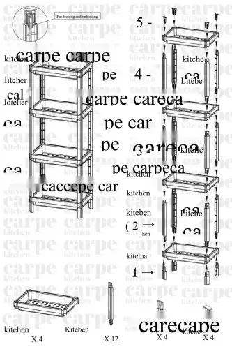 White Kitchen Bathroom Shelf Unit 4 Tier Plastic Flower - 1