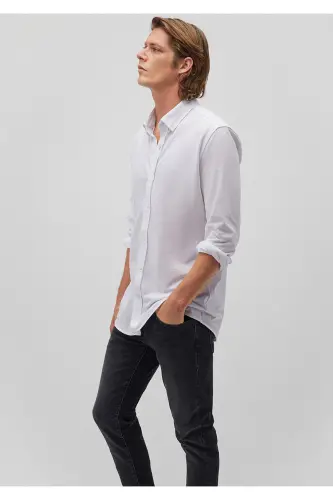 White Knitted Shirt Fitted / Slim Fit 021 - 1