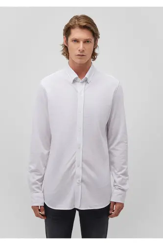 White Knitted Shirt Fitted / Slim Fit 021 - 3