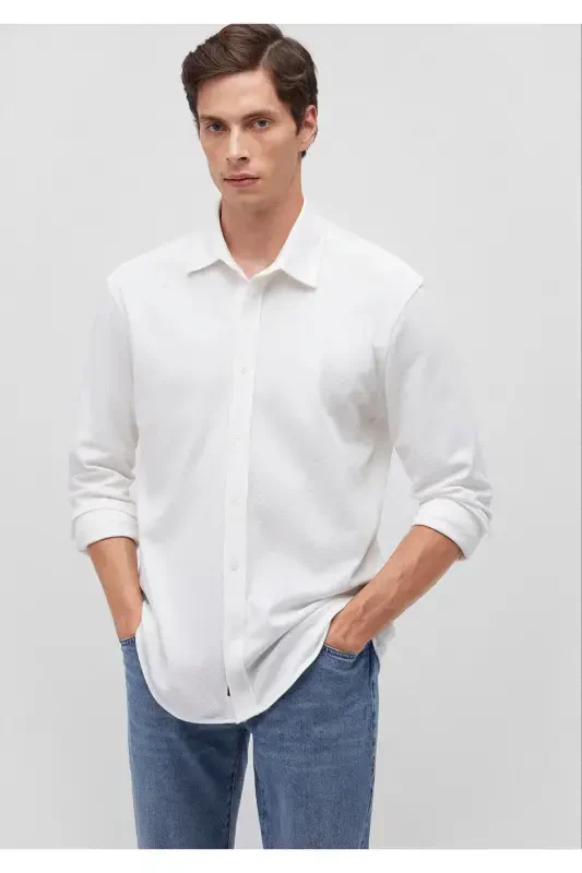 White Knitted Shirt Slim Fit / Narrow Cut 0211107-620 - 2