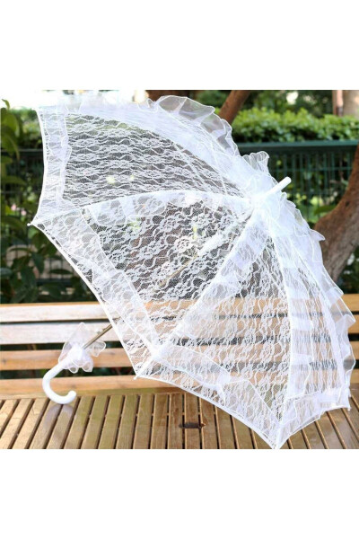 White Lace Umbrella Bridal Umbrella for Photoshoot - 2