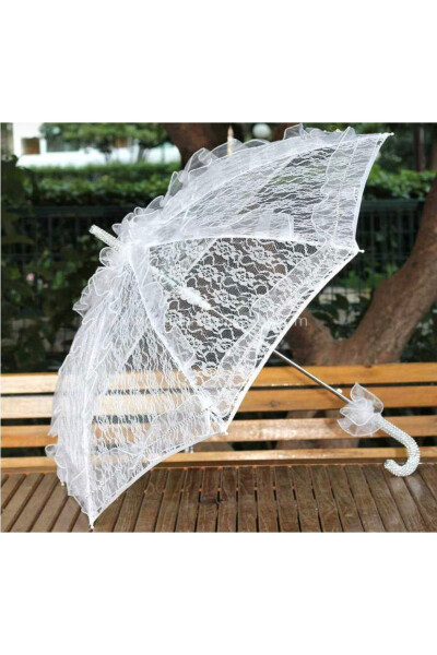 White Lace Umbrella Bridal Umbrella for Photoshoot - 3