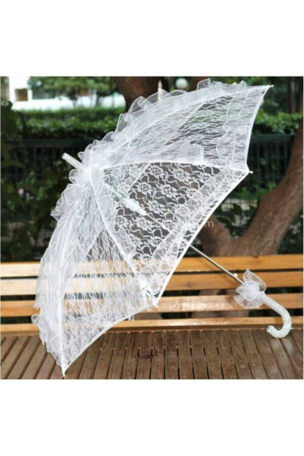 White Lace Umbrella Bridal Umbrella for Photoshoot - 1