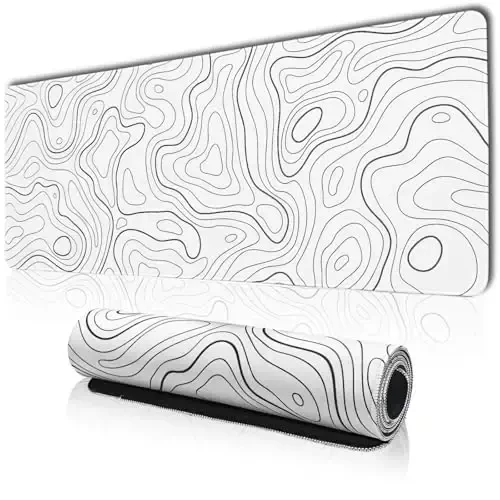 White Large Gaming Mouse Pad for Desk, Mat With Seamed Edges, Waterproof, Non-Slip Rubber Base, 31.5x11.8 Inch Keyboard Pad Computer Mat, Big XL Mousepad - 1