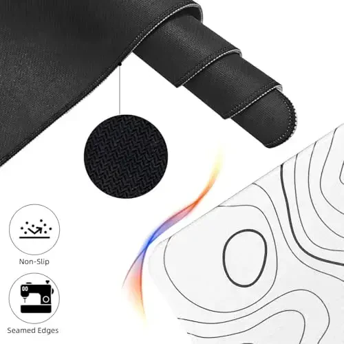 White Large Gaming Mouse Pad for Desk, Mat With Seamed Edges, Waterproof, Non-Slip Rubber Base, 31.5x11.8 Inch Keyboard Pad Computer Mat, Big XL Mousepad - 2