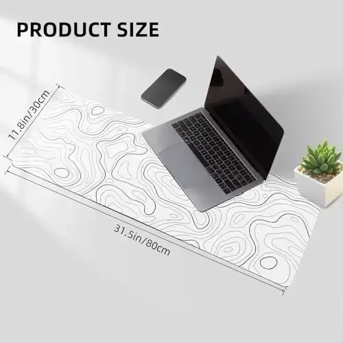 White Large Gaming Mouse Pad for Desk, Mat With Seamed Edges, Waterproof, Non-Slip Rubber Base, 31.5x11.8 Inch Keyboard Pad Computer Mat, Big XL Mousepad - 5
