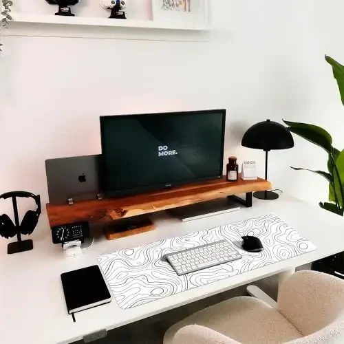 White Large Gaming Mouse Pad for Desk, Mat With Seamed Edges, Waterproof, Non-Slip Rubber Base, 31.5x11.8 Inch Keyboard Pad Computer Mat, Big XL Mousepad - 6