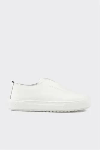 White Leather Men's Casual Shoes 