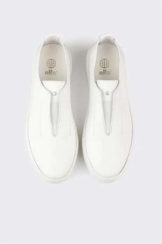 White Leather Men's Casual Shoes - 4