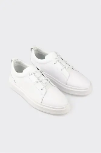 White Leather Men's Casual Shoes - ELLE SHOES (1)