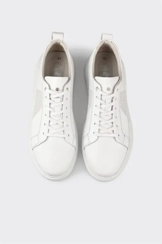 White Leather Men's Sneakers - 4