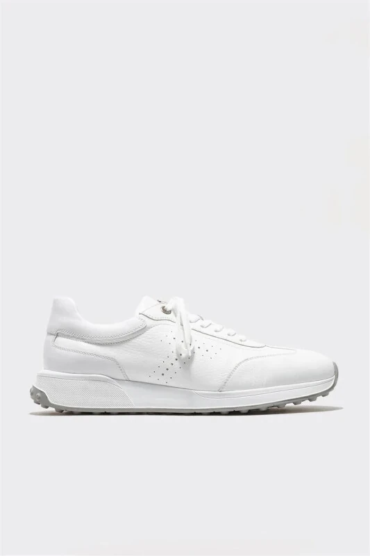 White Leather Men's Sneakers - 1
