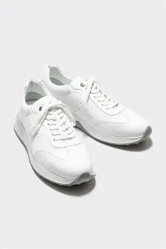 White Leather Men's Sneakers - 3