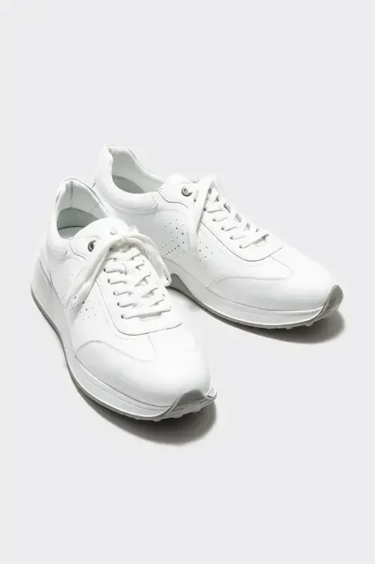 White Leather Men's Sneakers - 3