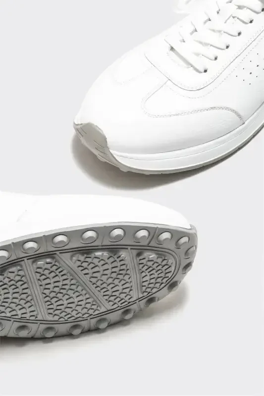 White Leather Men's Sneakers - 4