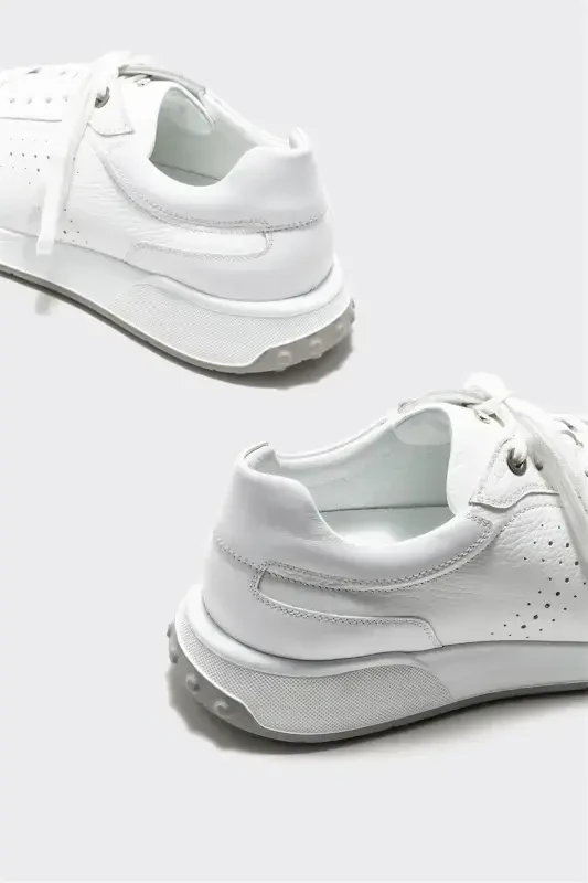 White Leather Men's Sneakers - 5