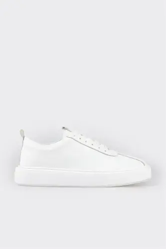 White Leather Men's Sneakers - 1
